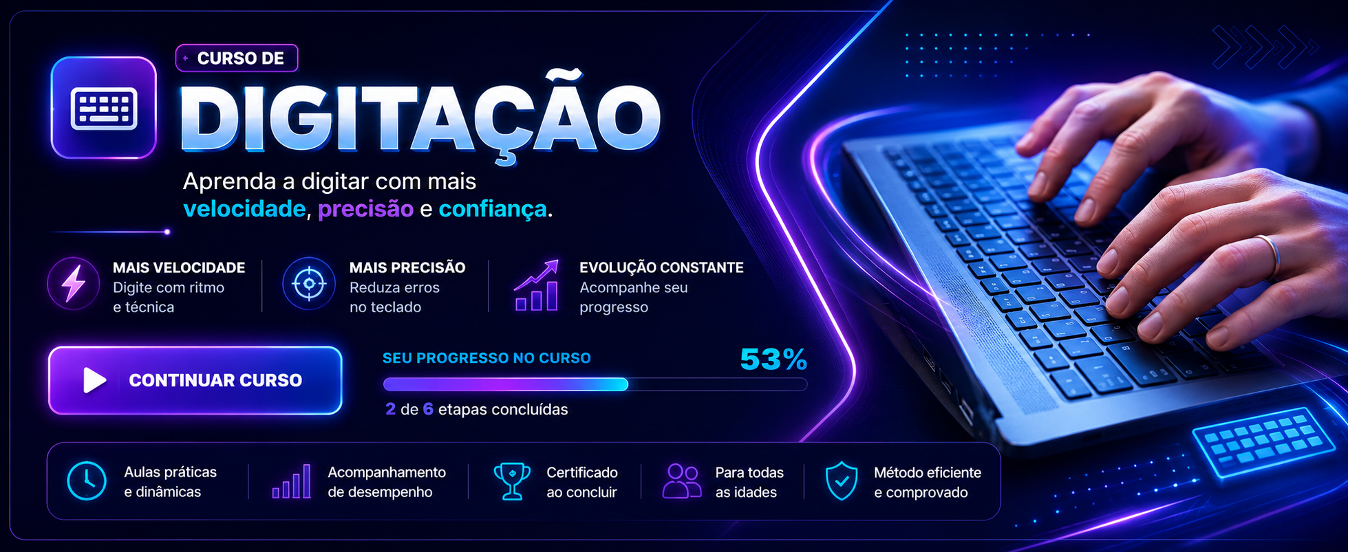 Curso de Digitação: aprenda a digitar com mais velocidade, precisão e confiança